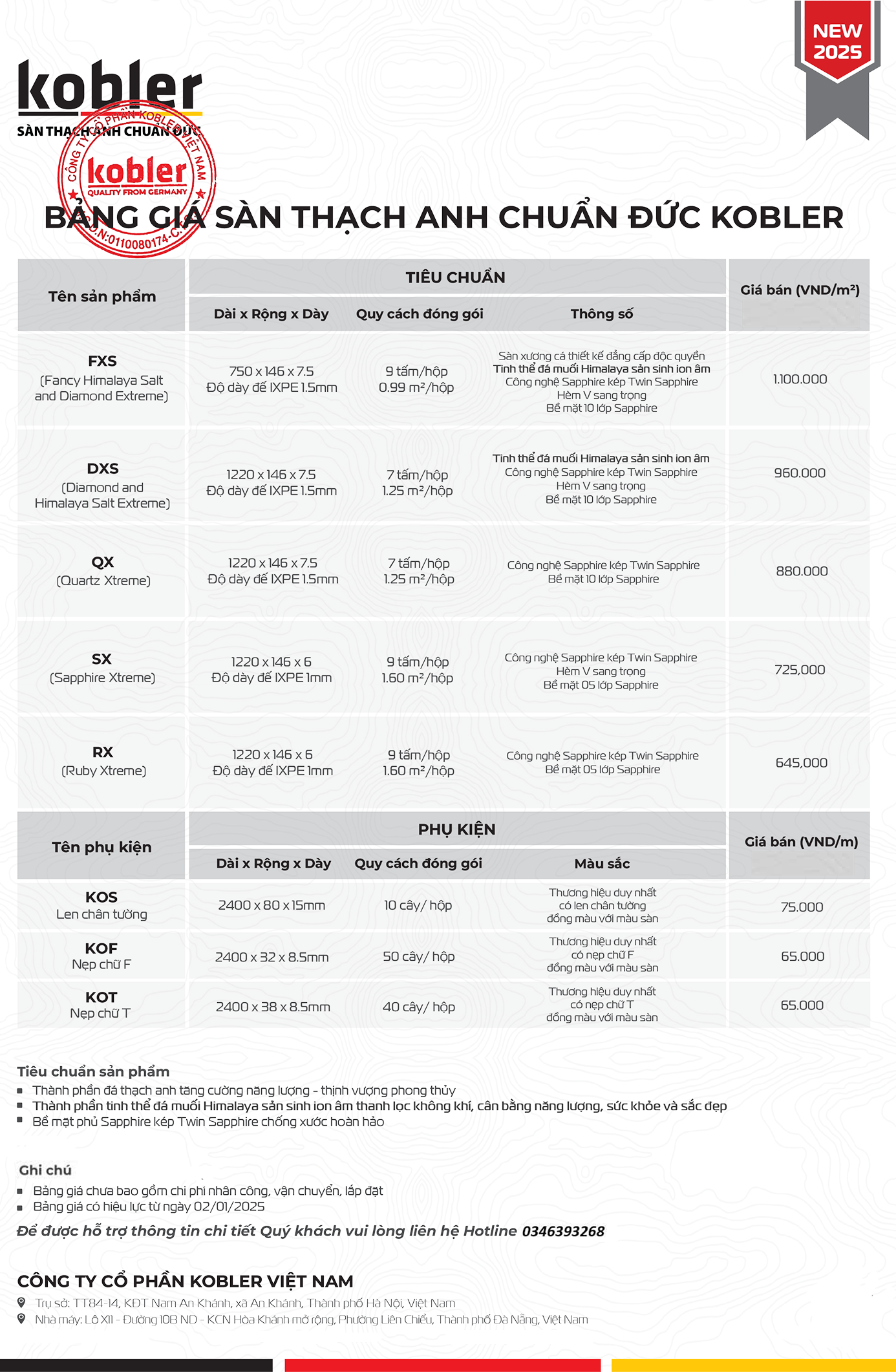 Bảng Giá Sàn Thạch Anh Kobler 2025